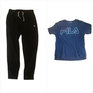FILA Black Jogger Sweatpants Track Pants And T-shirt